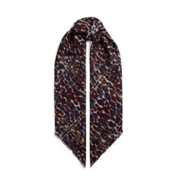 leopard print wool blend gauze scarf